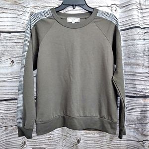 🌹Hippie Rose Green Sweater Checkered Sleeve…